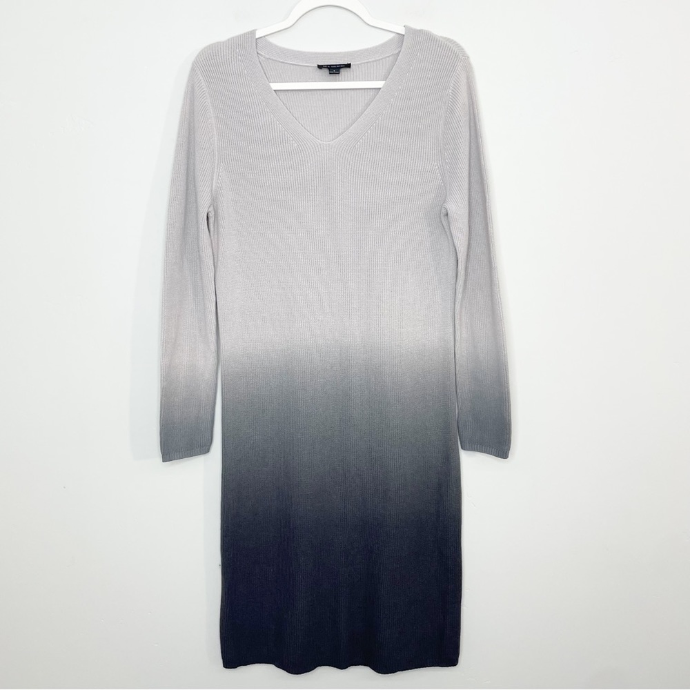 H By Halston Gray Ombré Sweater Dress Long Sleeve Size Small